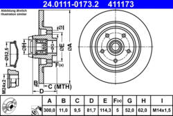 ATE Disc frana ATE 24.0111-0173.2 (24.0111-0173.2) - turbochic