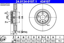 ATE Disc frana ATE 24.0134-0107.1 (24.0134-0107.1) - turbochic