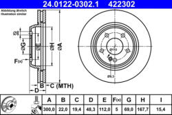 ATE Disc frana ATE 24.0122-0302.1 (24.0122-0302.1) - turbochic