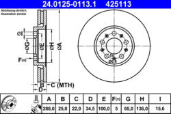 ATE Disc frana ATE 24.0125-0113.1 (24.0125-0113.1) - turbochic
