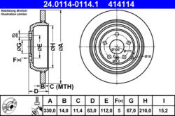 ATE Disc frana ATE 24.0114-0114.1 (24.0114-0114.1) - turbochic