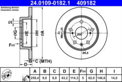 ATE Disc frana ATE 24.0109-0182.1 (24.0109-0182.1) - turbochic