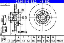 ATE Disc frana ATE 24.0111-0182.2 (24.0111-0182.2) - turbochic