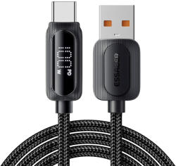 Essager ES-X57 - 2 méter, USB-A - USB Type-C, USB kábel. Digitális kijelző, 100W töltés, gyöngyvászon borítás