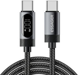 Essager ES-X64 - 2 méter, Type-C - Type-C, USB kábel. Digitális kijelző, 100W töltés, gyöngyvászon borítás