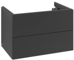 Villeroy & Boch Dulap baza suspendat Villeroy & Boch Antao cu 2 sertare, 78.8x50.4cm, front texturat Black Matt (K04100PD)