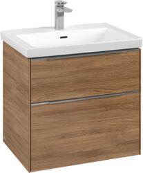 Villeroy & Boch Dulap baza suspendat Villeroy & Boch Subway 3.0 622x576x478 mm cu doua sertare, Oak Kansas, maner aluminiu (C57600RH)