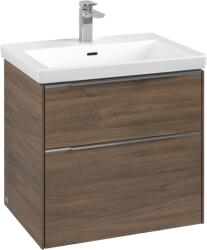 Villeroy & Boch Dulap baza suspendat Villeroy & Boch Subway 3.0 622x576x478 mm cu doua sertare, Arizona Oak, maner aluminiu (C57600VH)
