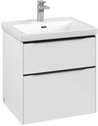 Villeroy & Boch Dulap baza suspendat Villeroy & Boch Subway 3.0 572x576x478 mm cu doua sertare, Brilliant White, maner Volcano Black (C57801VE)