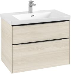 Villeroy & Boch Dulap baza suspendat Villeroy & Boch Subway 3.0 772x576x478 mm cu doua sertare, White Oak, maner Volcano Black (C57401AA)