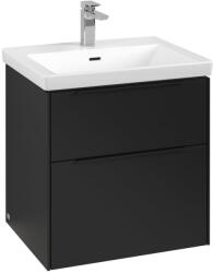 Villeroy & Boch Dulap baza suspendat Villeroy & Boch Subway 3.0 572x576x478 mm cu doua sertare, Volcano Black, maner Volcano Black (C57801VL)