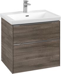 Villeroy & Boch Dulap baza suspendat Villeroy & Boch Subway 3.0 622x576x478 mm cu doua sertare, Stone Oak, maner aluminiu (C57600RK)