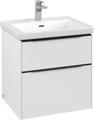 Villeroy & Boch Dulap baza suspendat Villeroy & Boch Subway 3.0 572x576x478 mm cu doua sertare, Pure White, maner Volcano Black (C57801VF)