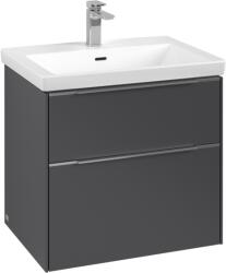 Villeroy & Boch Dulap baza suspendat Villeroy & Boch Subway 3.0 622x576x478 mm cu doua sertare, Graphite, maner aluminiu (C57600VR)