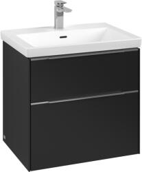 Villeroy & Boch Dulap baza suspendat Villeroy & Boch Subway 3.0 622x576x478 mm cu doua sertare, Volcano Black, maner aluminiu (C57600VL)