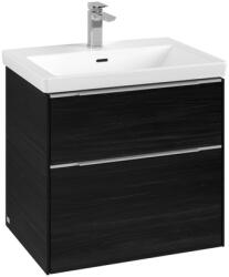 Villeroy & Boch Dulap baza suspendat Villeroy & Boch Subway 3.0 622x576x478 mm cu doua sertare, Black Oak, maner aluminiu (C57600AB)