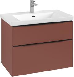 Villeroy & Boch Dulap baza suspendat Villeroy & Boch Subway 3.0 772x576x478 mm cu doua sertare, Wine Red, maner Volcano Black (C57401AH)