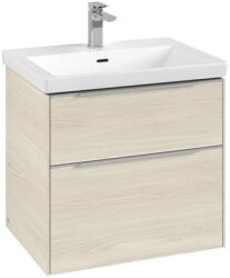 Villeroy & Boch Dulap baza suspendat Villeroy & Boch Subway 3.0 622x576x478 mm cu doua sertare, White Oak, maner aluminiu (C57600AA)