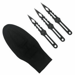Depox Set trei cutite de aruncat, Black Cat, otel inoxidabil, 13.5 cm, teaca inclusa (1269)