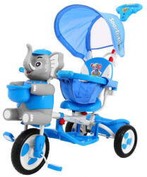  tricicletă pentru copii Elephant Blue + sunete + copertină + barieră + suport pentru picioare + mâner + schiuri + spațiu de depozitare (ZSP.B35-2.NIE)