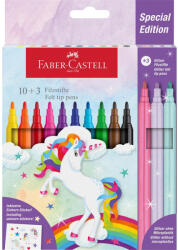 Faber-Castell Rostirón, filctoll készlet, kastélyos UNIKORNIS + matrica Faber-Castell 10+3 klf. szín - papirx