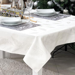 Cortimex Kft Ezüst lurex asztalterítő páfrány mintás 137x180 cm