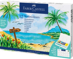 Faber-Castell Vízfesték készlet CREATIVE STUDIO keverő palettával+ vízadagolós ecsettel Faber-Castell 12klf. szín - papirx