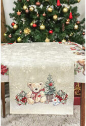 Cortimex Kft Mackós karácsonyi gobelin asztali futó 44x140 cm ezüst lurex