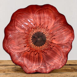 Cortimex Kft Gerbera lapos üvegtányér 28 cm bordóbronz átmérő: 28 cm