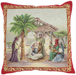 Cortimex Kft Betlehemi piros szélű párnahuzat arany lurex 45x45 cm