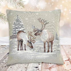 Cortimex Kft Alpesi csendélet párnahuzat 2 rénszarvasos ezüst lurex 45x45 cm