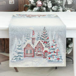 Cortimex Kft Mézeskalácsos gobelin asztali futó 44x140 cm ezüst lurex