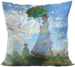 Cortimex Kft Claude Monet Nő napernyővel bársony díszpárna 40x40 cm