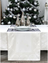 Cortimex Kft Ezüst lurex asztali futó barokk mintás 37x100 cm