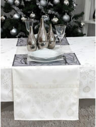 Cortimex Kft Ezüst lurex asztali futó gömb mintás 44x140 cm
