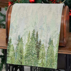Cortimex Kft Golden forest fenyőfás gobelin asztali futó 44x140 cm arany lurex