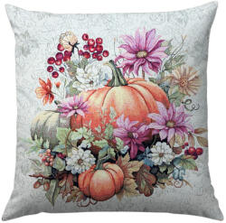 Cortimex Kft Őszi narancssárga tökös virágos párnahuzat 45x45 cm