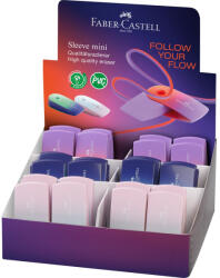 Faber-Castell Radír műanyag tartóban mini színátmenetes SLEEVE Faber-Castell égkék-rózsa, türkiz-kék, piros-lila - suplix