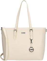 Charm London Fehér prémium shopper táska „Rachel (K20055-138-cream-HU)