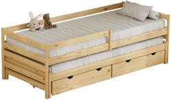 Ramely Pat cu pat suplimentar si spatiu de depozitare, 90x200, natural, ELARA