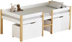 Ramely Pat cu spatiu de depozitare, 90x200, stejar/alb, JUNA