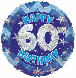  Fólia lufi hologramos Happy Birthday 60. évszám kék 45 cm 113069 (681070113069)