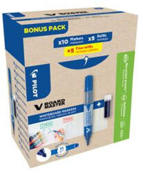 Pilot Táblamarker, 2, 3 mm, kúpos, PILOT "V-Board Master, Bonus Pack", kék + betét (WBMA-L+WBS-L-S10-BG) - eztkapdki