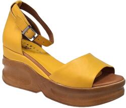 Alpetto Comfort Marime 39 Sandale dama galbene din piele naturala platforme de 7cm TRK22G, marimea 39