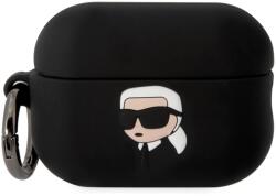 Karl Lagerfeld AirPods Pro 2 husă neopren neagră Karl Head 3D (KLAP2RUNIKK)