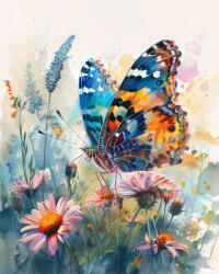 Figured Art Set goblen cu diamante, cu sasiu, Fluture si flori, 40x50 cm (DP-FA10432-Y)
