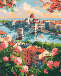 Figured Art Set pictura pe numere, cu sasiu, Budapesta inflorita, 40x50 cm (FA10548-Y)