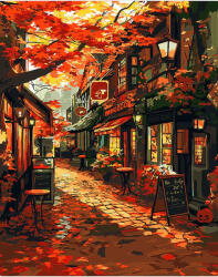 Figured Art Set pictura pe numere, cu sasiu, Strada cafenelelor, toamna, 40x50 cm (FA10458-Y)
