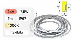 ART Banda led cob neon mobilier 4x8mm, 24V, 7.5W, IP67, 5 metri (ARTAF-130-304-4000K-85484)