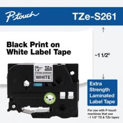 Brother Banda laminata Original Brother Black on White, TZES261, pentru 5305503600920094009500960097009800D800E800P900P910P950, 36mm, incl. TV 0 RON, TZES261 (TZES261)